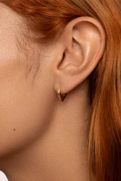 Singularu Joalharia E Bijuteria-Loose Hoop Earring Point Gold Plated estampado