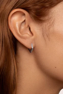 Singularu Joalharia E Bijuteria-Loose Hoop Point Earring cinzento