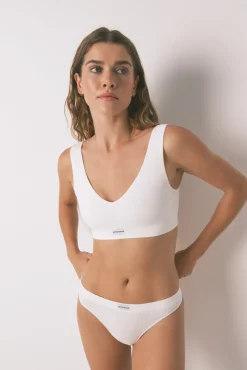 Women'secret Roupa Interior-LOVELY top branco canelado sem costura bege