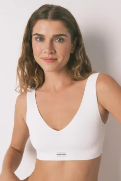 Women'secret Roupa Interior-LOVELY top branco canelado sem costura bege