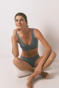 Women'secret Roupa Interior-LOVELY top canelado sem costura cinza claro cinzento