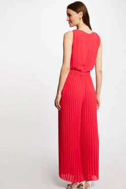 Morgan Macacões-Macacão comprido folgado com perna plissada Vermelho