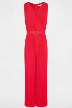 Morgan Macacões-Macacão comprido folgado com perna plissada Vermelho