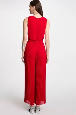 Morgan Macacões-Macacão comprido folgado com perna plissada Vermelho