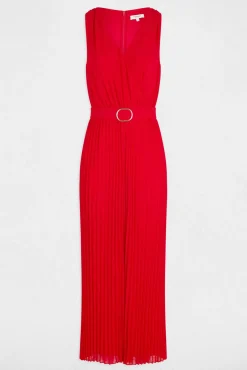 Morgan Macacões-Macacão comprido folgado com perna plissada Vermelho