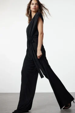 Trendyol Macacões|Vestidos-Macacão de malha preto