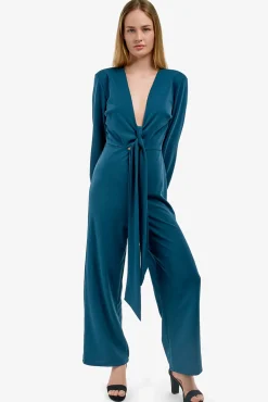 Cuplé Macacões|Vestidos-Macacão de manga comprida com manga Azul