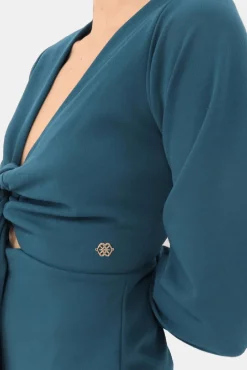 Cuplé Macacões|Vestidos-Macacão de manga comprida com manga Azul