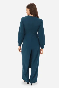 Cuplé Macacões|Vestidos-Macacão de manga comprida com manga Azul