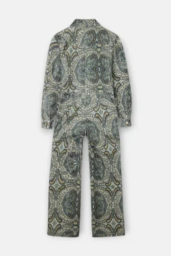 Silbon Vestidos-Macacão de veludo cotelê com estampado de caxemira Verde