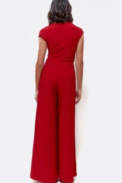 Cuplé Macacões-Macacão em malha com nó à frente Vermelho