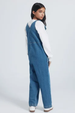 Springfield Kids Vestidos-Macacão jeans longo para meninas azul