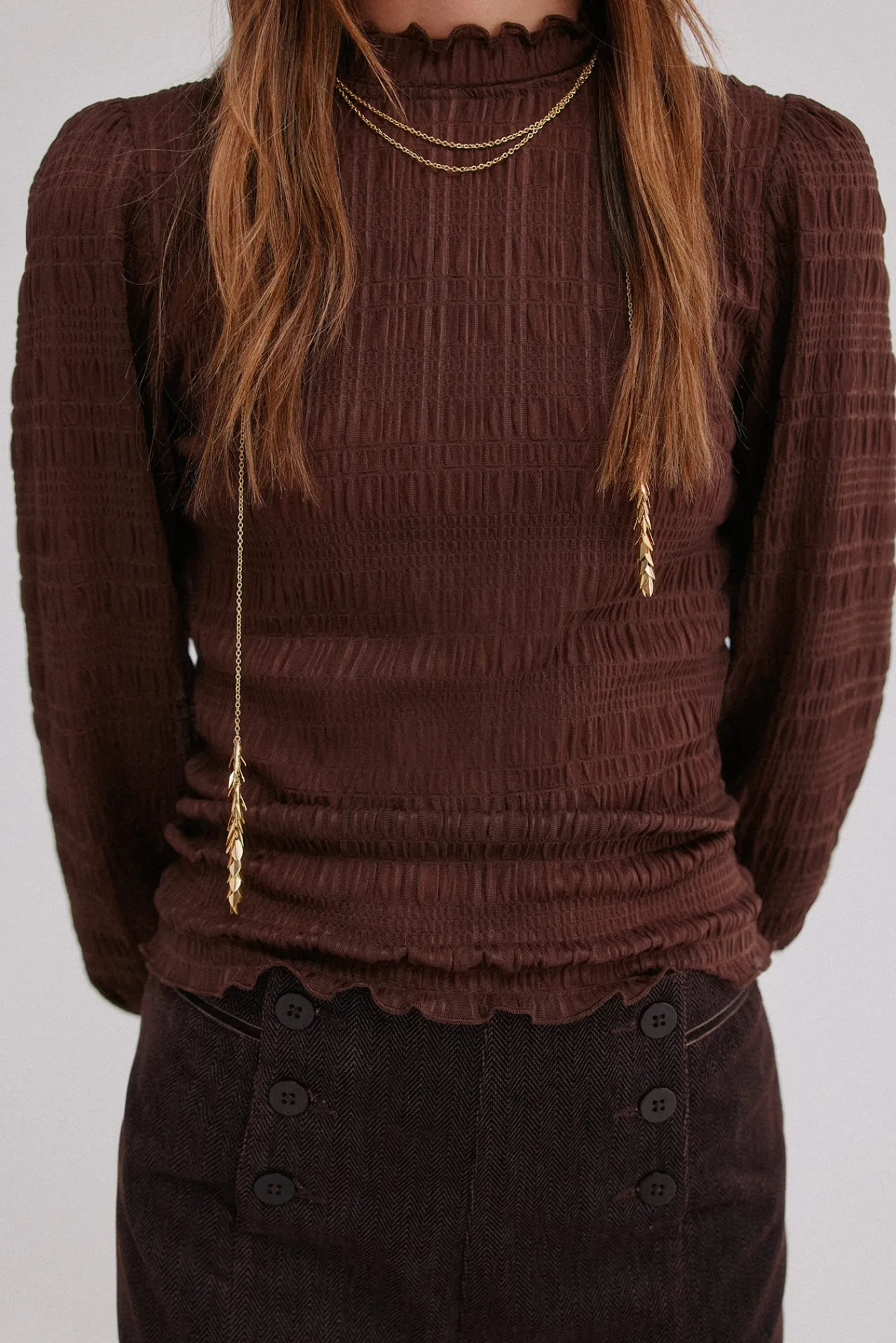 Hoss Intropia T-Shirts-Mafalda. Top franzido Castanho