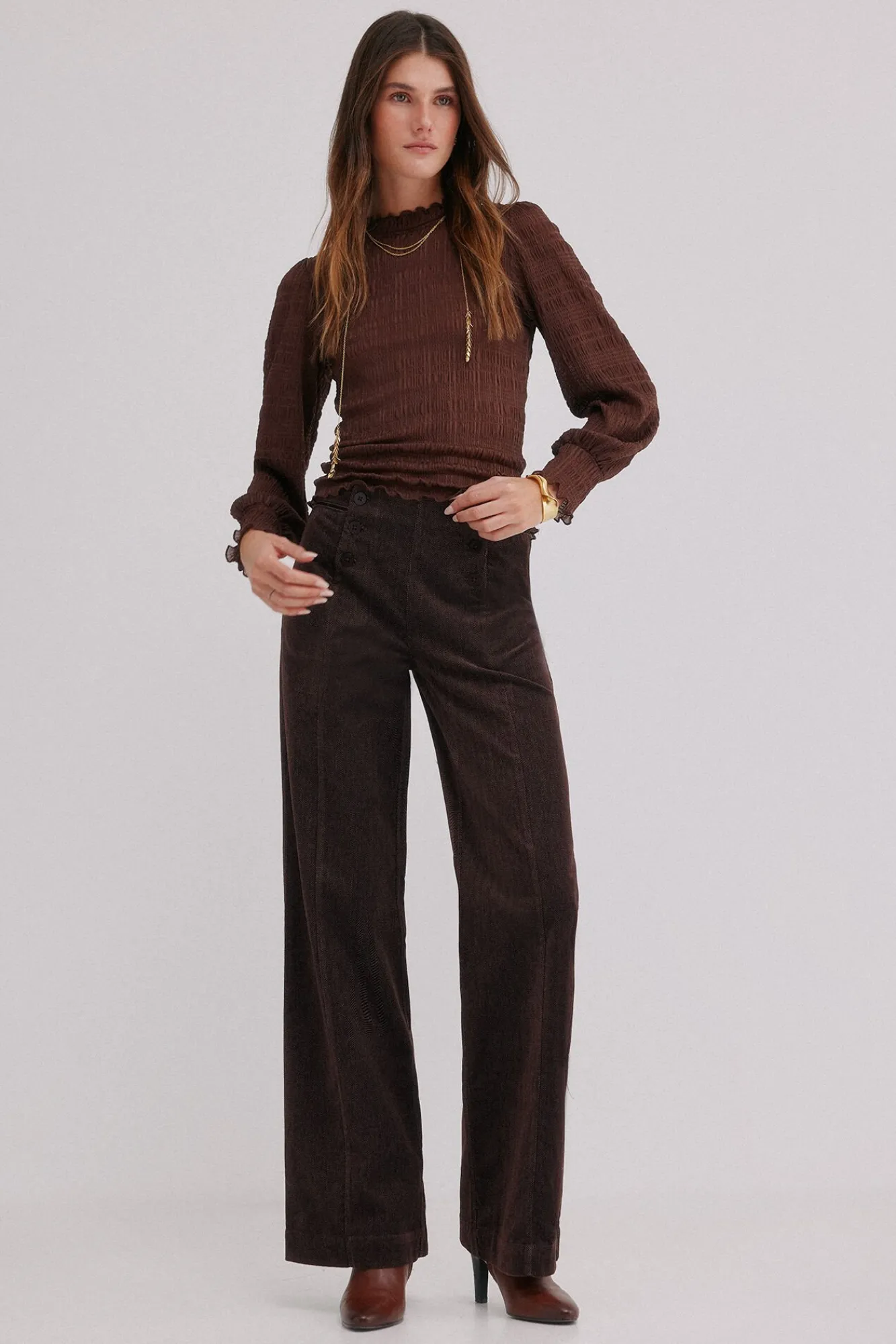 Hoss Intropia T-Shirts-Mafalda. Top franzido Castanho