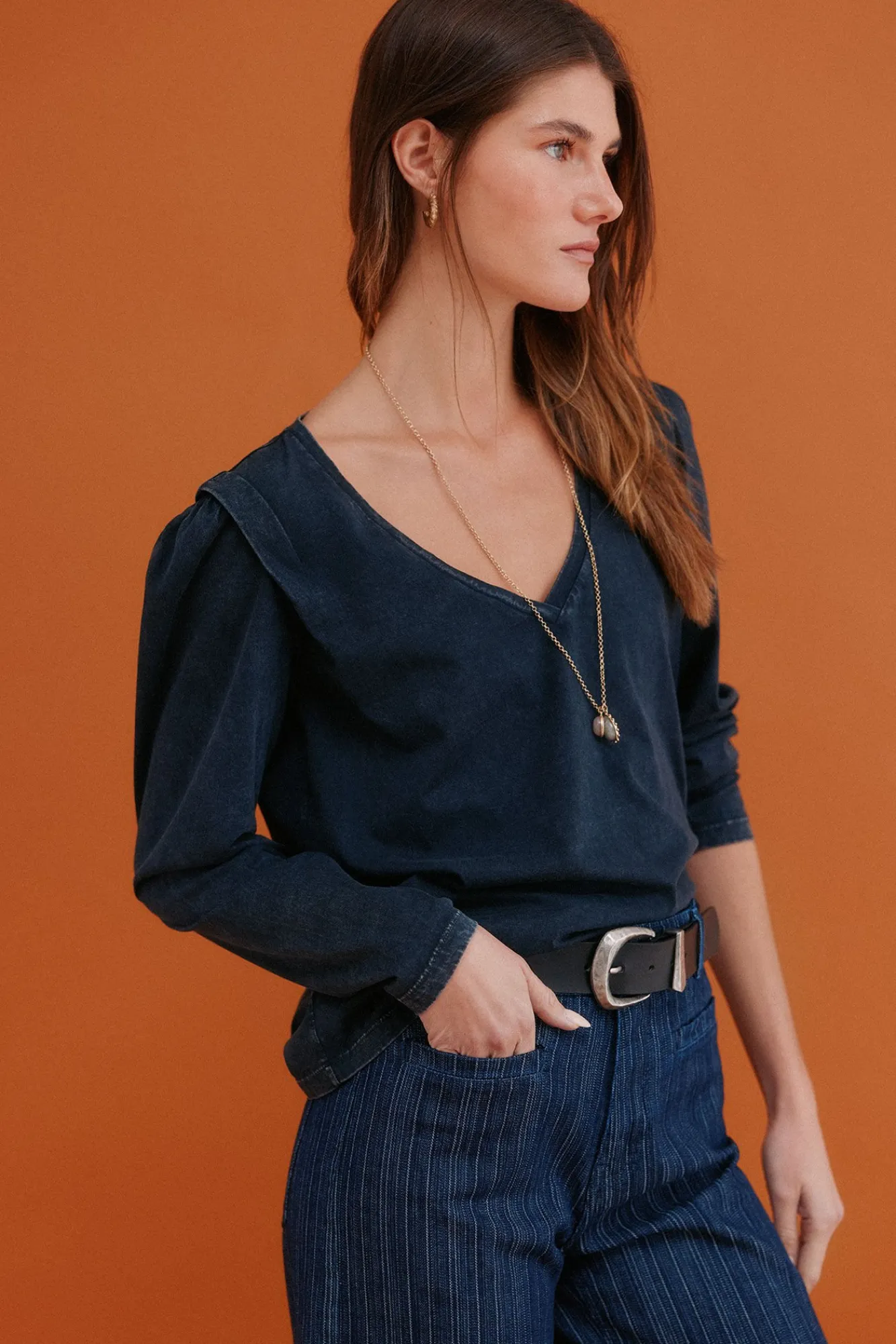 Hoss Intropia T-Shirts-Maialen. T-shirt com efeito lavado Cinzento