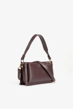 Vilanova Malas-Mala com efeito de couro e bolso Castanho