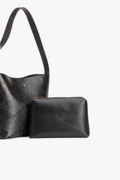 Vilanova Malas-Mala de ombro com efeito de cobra Preto