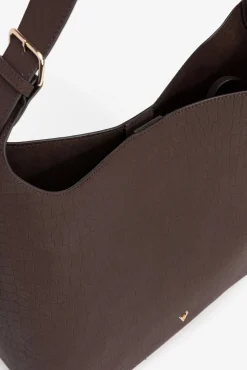 Vilanova Malas-Mala de ombro com efeito crocodilo Castanho