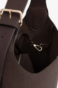 Vilanova Malas-Mala de ombro com efeito crocodilo Castanho