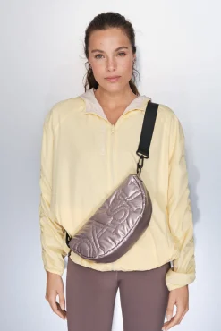 Dash and Stars Malas-Mala de ombro em nylon rosa metálico beige