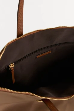 Pedro del Hierro Malas-Mala tote bag de nylon com fecho-éclair Beige