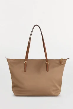 Pedro del Hierro Malas-Mala tote bag de nylon com fecho-éclair Beige