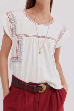 Hoss Intropia T-Shirts-Malena. T-shirt bordada Beige