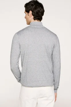 Selected Camisolas-Malha 100% camisola com meia fecho-éclair . Cinzento