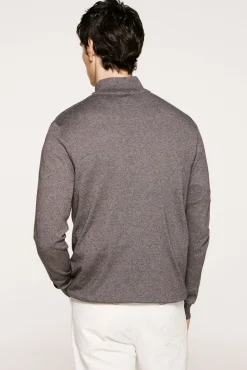 Selected Camisolas-Malha 100% camisola com meia fecho-éclair . Cinzento