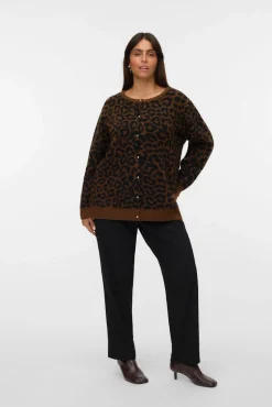 Vero Moda Curve Camisolas-Malha com estampa animal casaco de malha size Castanho