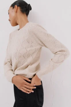 Cortefiel Camisolas-Malha com lantejoulas Tostado