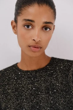 Cortefiel Camisolas-Malha com lantejoulas Preto