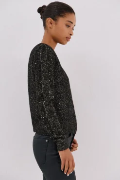Cortefiel Camisolas-Malha com lantejoulas Preto