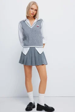 Springfield Camisolas-Malha de colete bordado cereja cinzento