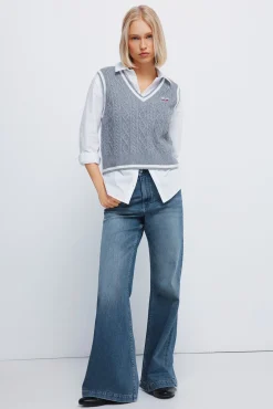 Springfield Camisolas-Malha de colete bordado cereja cinzento