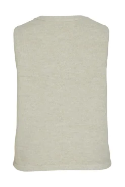 Vila Coletes-Malha de colete com botões de joia Tostado