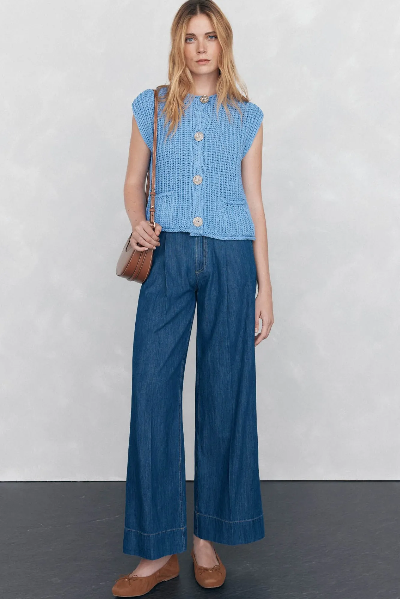 Pedro del Hierro Camisolas-malha de Colete com fio de fita Azul