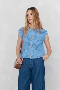 Pedro del Hierro Camisolas-malha de Colete com fio de fita Azul