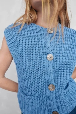 Pedro del Hierro Camisolas-malha de Colete com fio de fita Azul