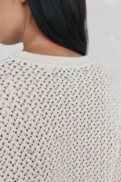 Pedro del Hierro T-Shirts|Camisolas-malha de malha com cristais extravagantes Beige