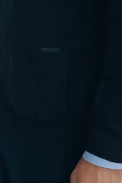 Pedro del Hierro Camisolas-malha de malha de algodão com gola polo e botões Azul