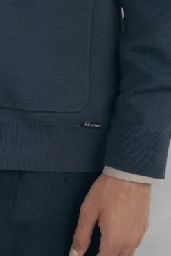 Pedro del Hierro Camisolas-malha de malha de algodão com gola polo e botões Cizento