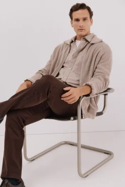 Cortefiel Camisolas-Malha de malha de algodão com fecho de fecho-éclair Tostado