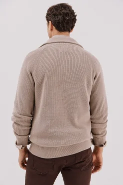 Cortefiel Camisolas-Malha de malha de algodão com fecho de fecho-éclair Tostado