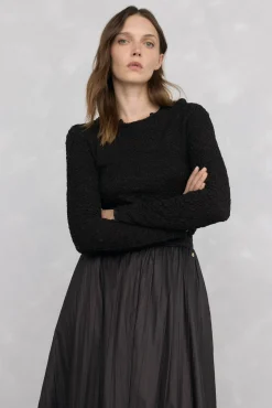 Pedro del Hierro Camisolas-malha de malha estruturada amassada Marrom