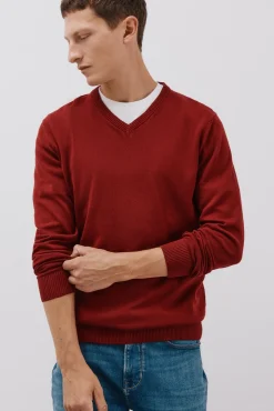 Cortefiel Camisolas-Malha de malha fina de algodão com gola em bico Granada