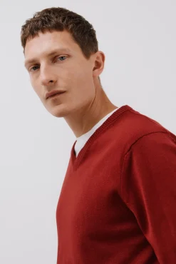 Cortefiel Camisolas-Malha de malha fina de algodão com gola em bico Granada