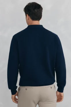 Pedro del Hierro Camisolas-malha estruturado de malha fina com gola polo Azul