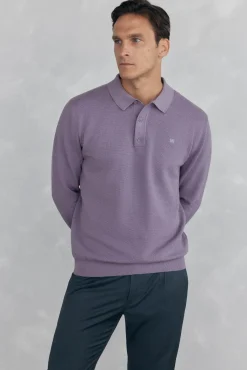 Pedro del Hierro Camisolas-malha estruturado de malha fina com gola polo P&uacute;rpura