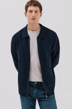 Cortefiel Camisolas-Malha texturizada com fecho de zíper Azul